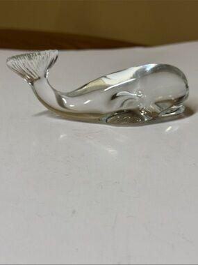 Fenton Glass Whale Figurine Paperweight Marked on Fin 5” long
